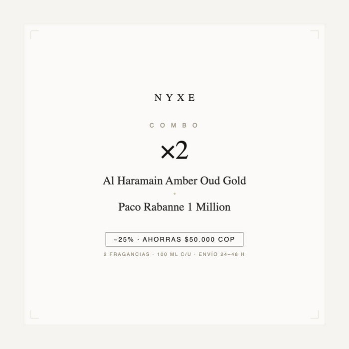 Combo x2 · Al Haramain Amber Oud Gold + Paco Rabanne 1 Million