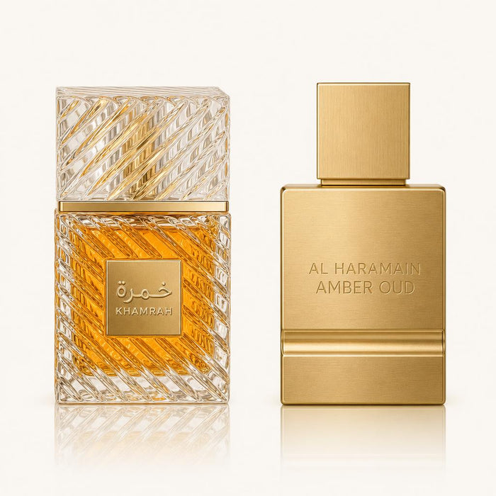 Combo x2 · Lattafa Khamrah + Al Haramain Amber Oud Gold