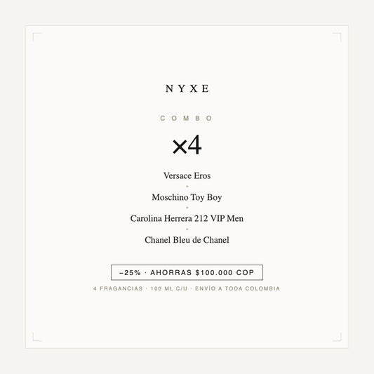 Combo x4 · Versace Eros + Moschino Toy Boy + Carolina Herrera 212 VIP 