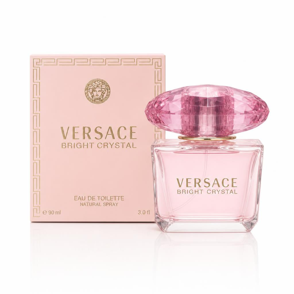 Versace Bright Crystal — faceted pale-pink translucent bottl