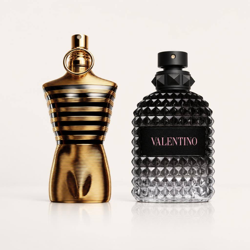 Combo x2 · Jean Paul Gaultier Le Male Elixir + Valentino Uomo Born in 