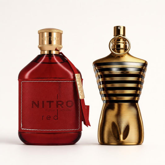 Combo x2 · Fragrance World Nitro Red + Jean Paul Gaultier Le Male Elixir