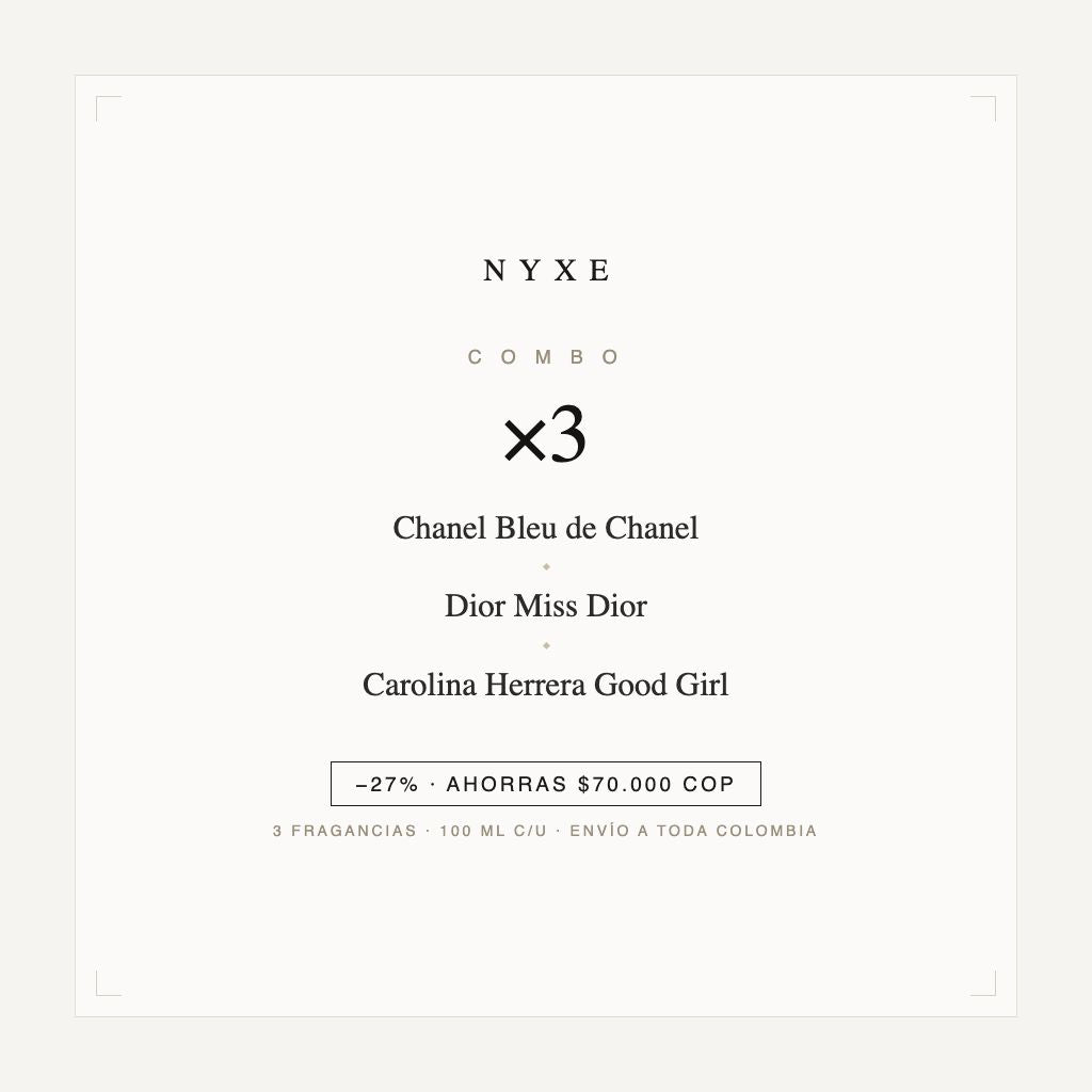 Combo x3 · Chanel Bleu de Chanel + Dior Miss Dior + Carolina Herrera G