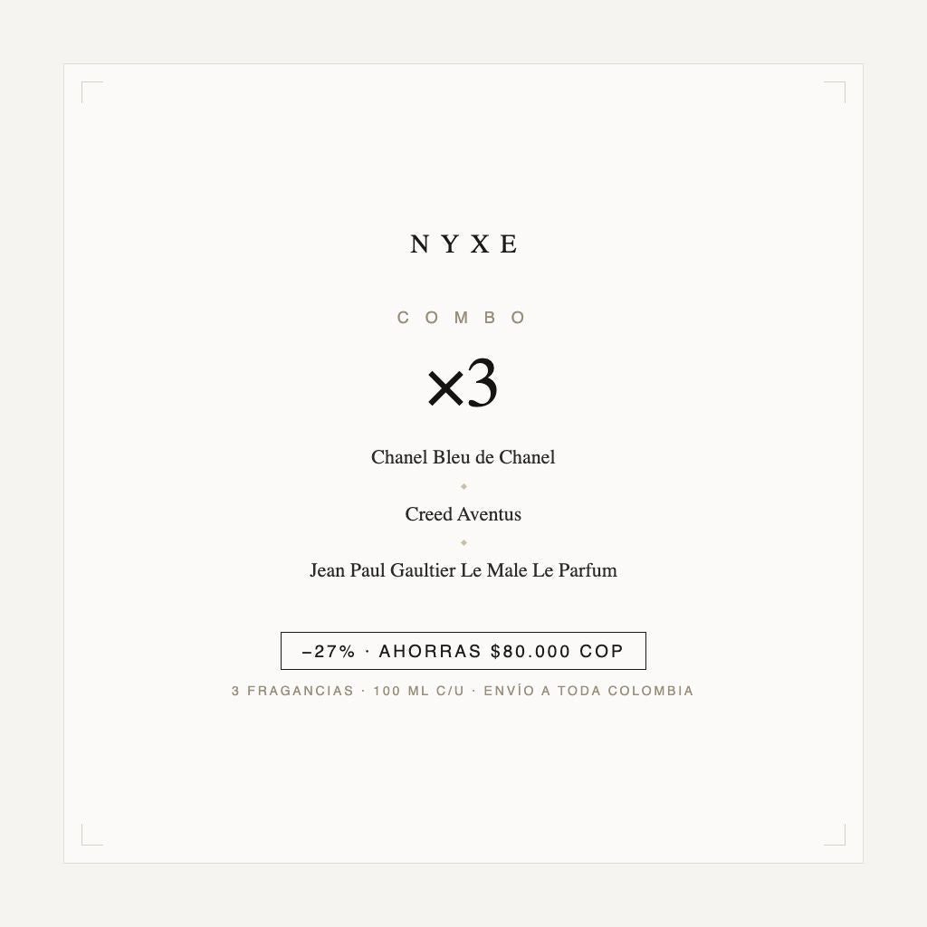 Combo x3 · Chanel Bleu de Chanel + Creed Aventus + Jean Paul Gaultier 