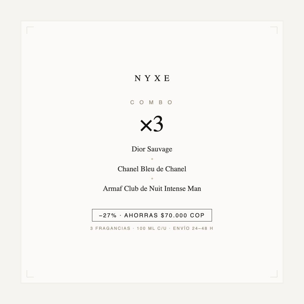 Combo x3 · Dior Sauvage + Chanel Bleu de Chanel + Armaf Club de Nuit I