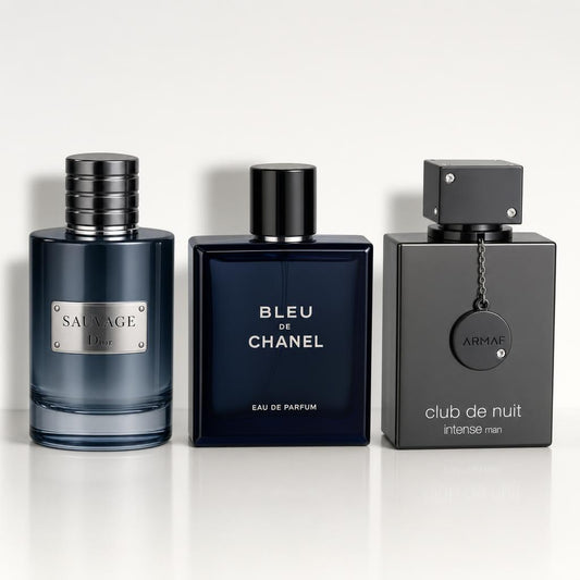 Combo x3 · Dior Sauvage + Chanel Bleu de Chanel + Armaf Club de Nuit Intense Man