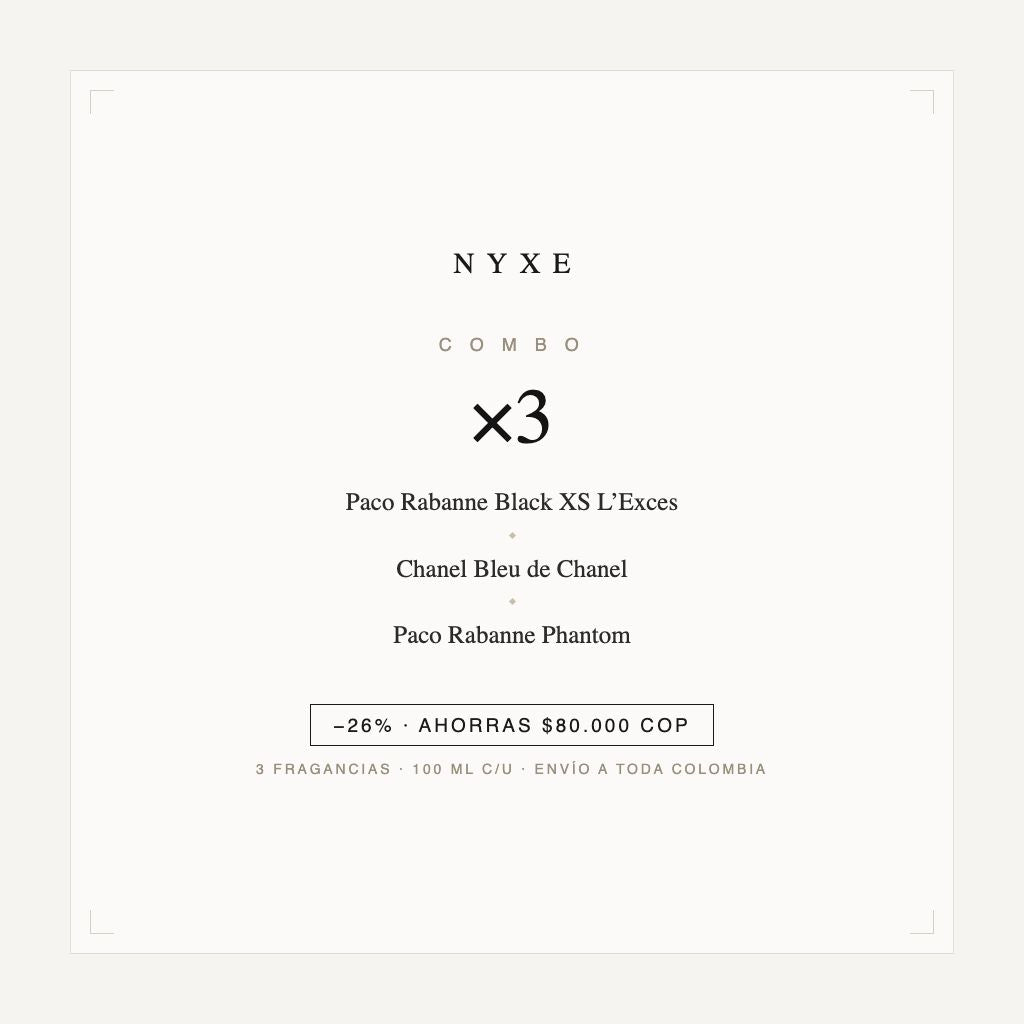 Combo x3 · Paco Rabanne Black XS L’Exces + Chanel Bleu de Chanel + Pac