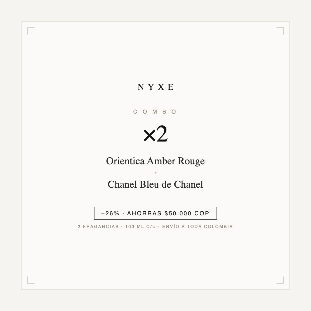 Combo x2 · Orientica Amber Rouge + Chanel Bleu de Chanel