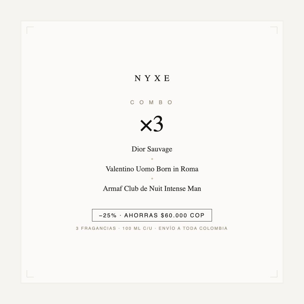 Combo x3 · Dior Sauvage + Valentino Uomo Born in Roma + Armaf Club de 