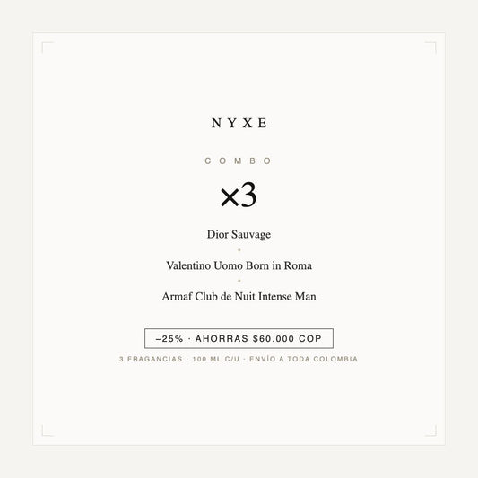 Combo x3 · Dior Sauvage + Valentino Uomo Born in Roma + Armaf Club de 