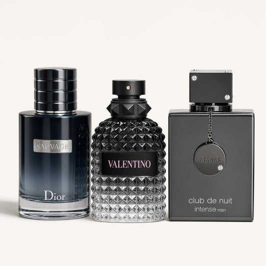 Combo x3 · Dior Sauvage + Valentino Uomo Born in Roma + Armaf Club de Nuit Intense Man