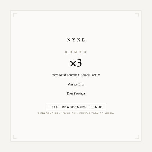 Combo x3 · Yves Saint Laurent Y Eau de Parfum + Versace Eros + Dior Sa