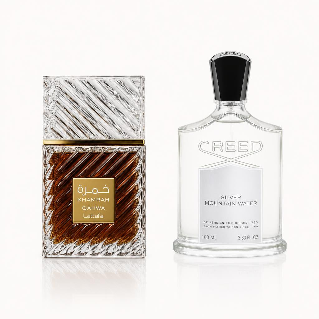 Combo x2 · Lattafa Khamrah Qahwa + Creed Silver Mountain Water