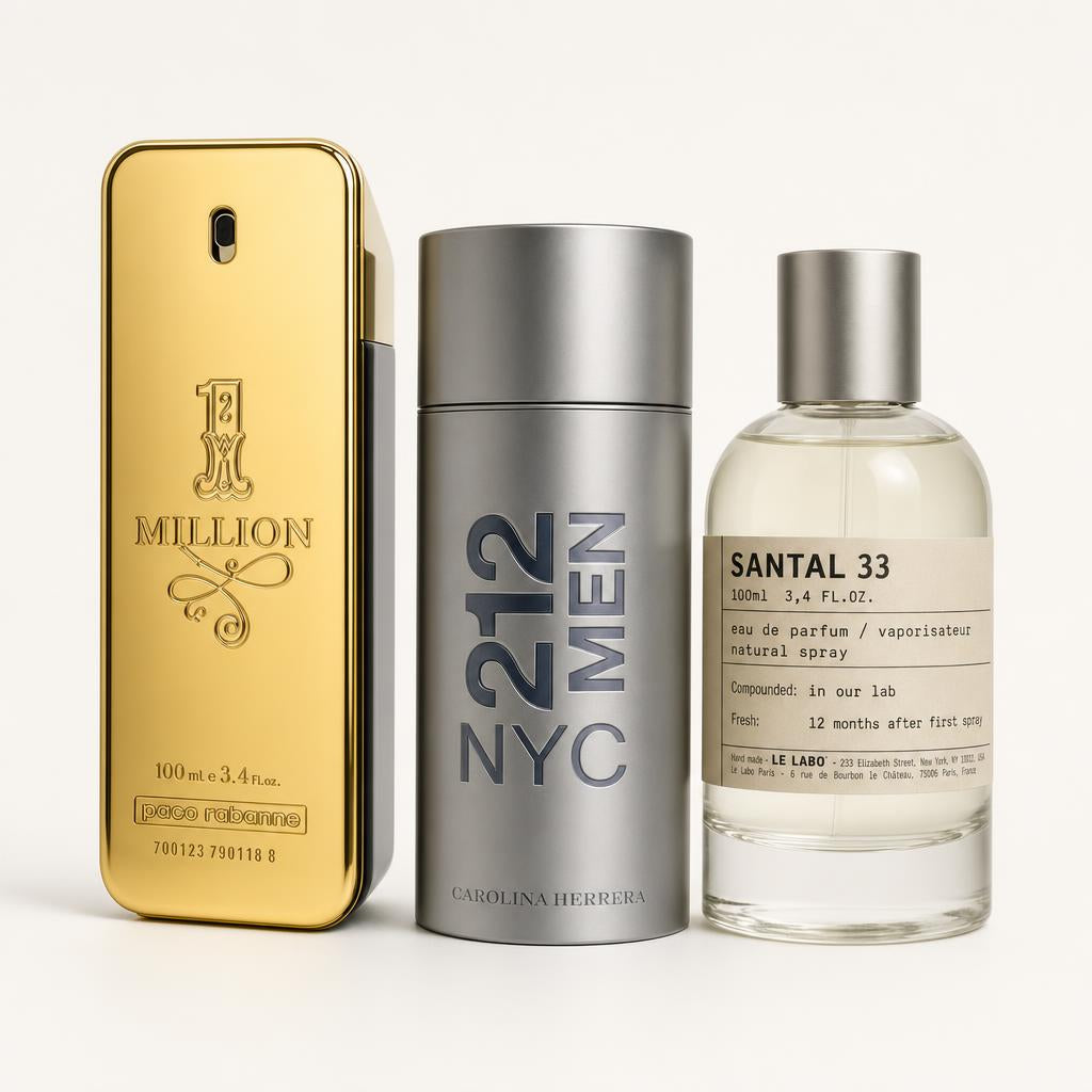 Combo x2 · Paco Rabanne 1 Million + Carolina Herrera 212 Men NYC (con Santal 33)