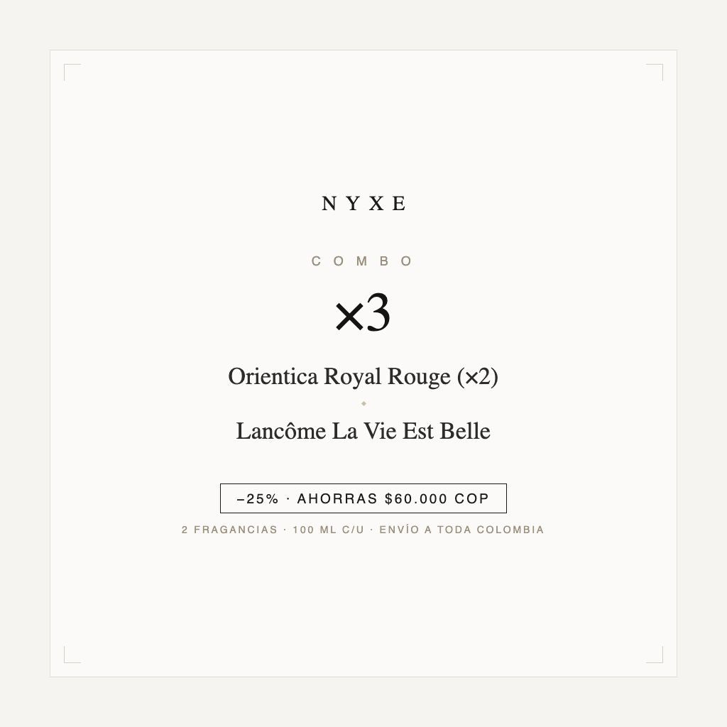Combo x3 · Orientica Royal Rouge (×2) + Lancôme La Vie Est Belle