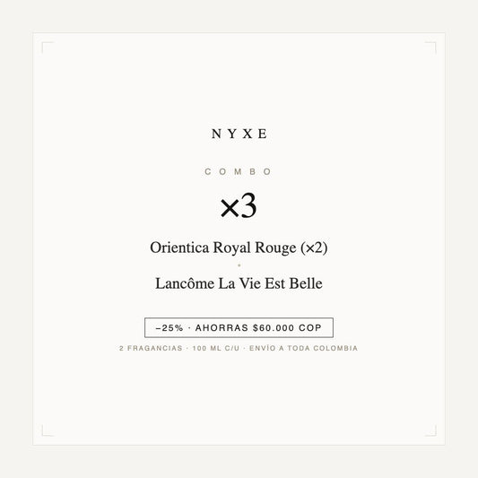 Combo x3 · Orientica Royal Rouge (×2) + Lancôme La Vie Est Belle