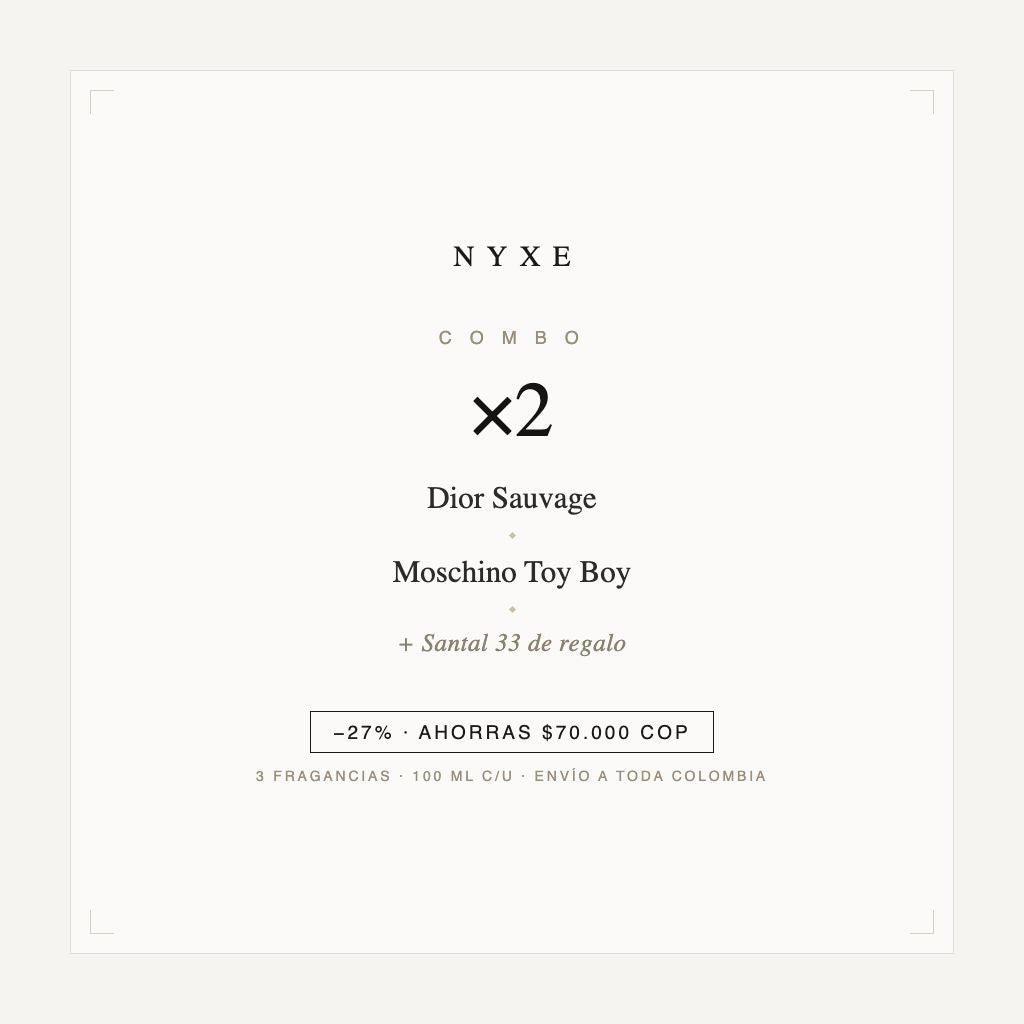 Combo x2 · Dior Sauvage + Moschino Toy Boy (con Santal 33)