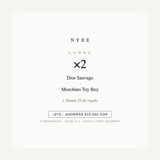 Combo x2 · Dior Sauvage + Moschino Toy Boy (con Santal 33)