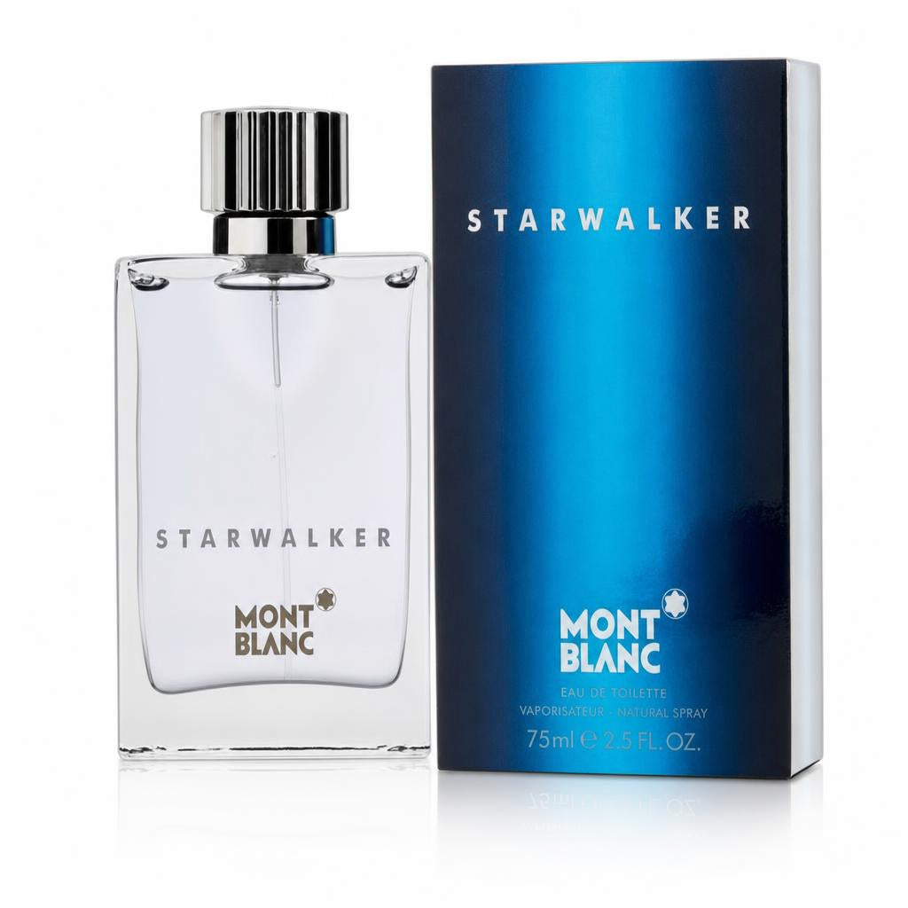 Montblanc Starwalker — slim black rectangular bottle, chrome