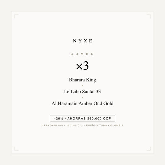 Combo x3 · Bharara King + Le Labo Santal 33 + Al Haramain Amber Oud Go
